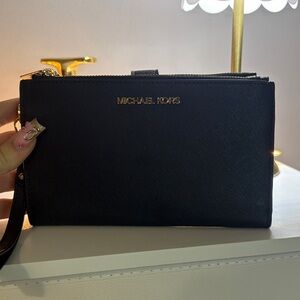 Michael Kors Black Clutch with Gold Details